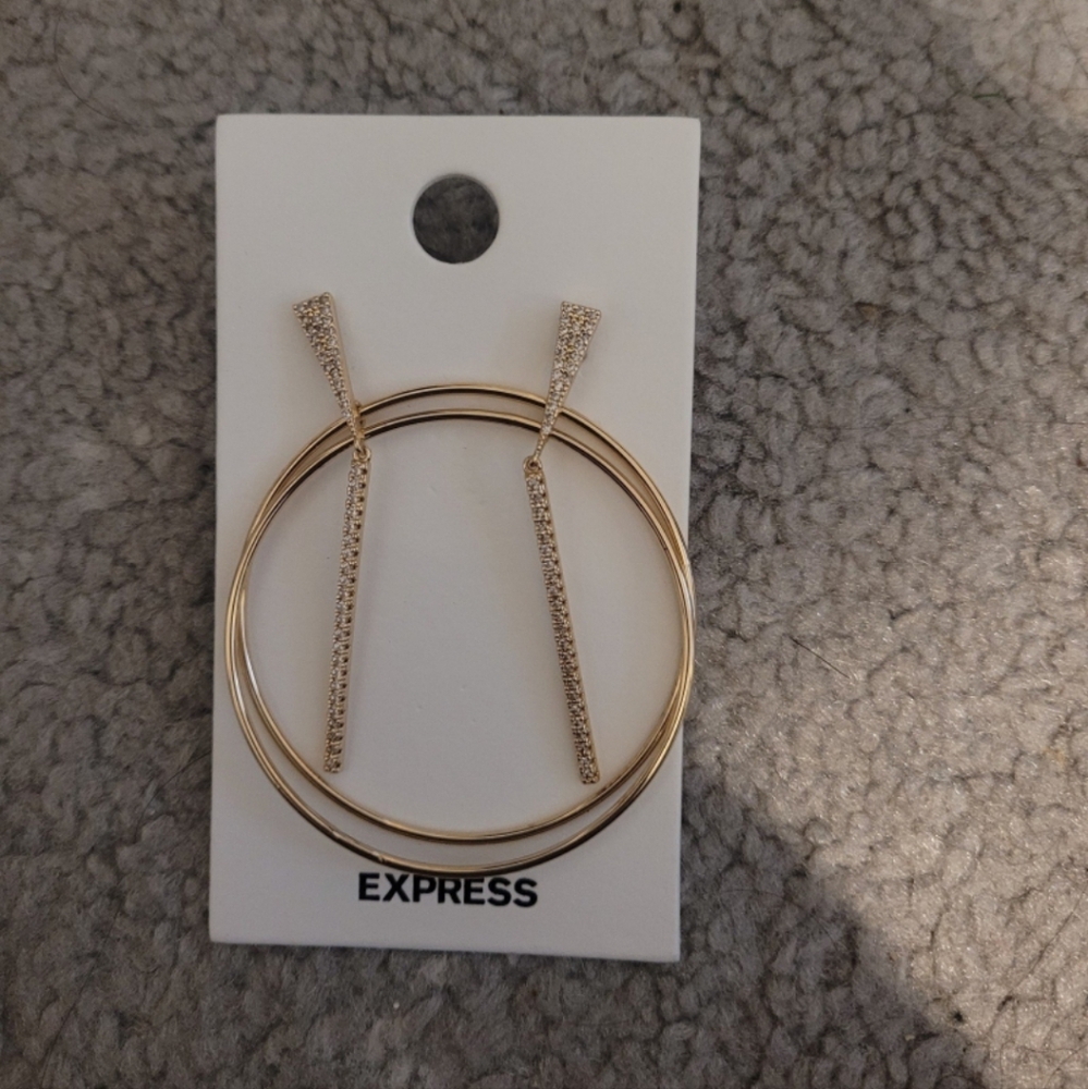 New express hoop and crystal dangle earrings set of 2